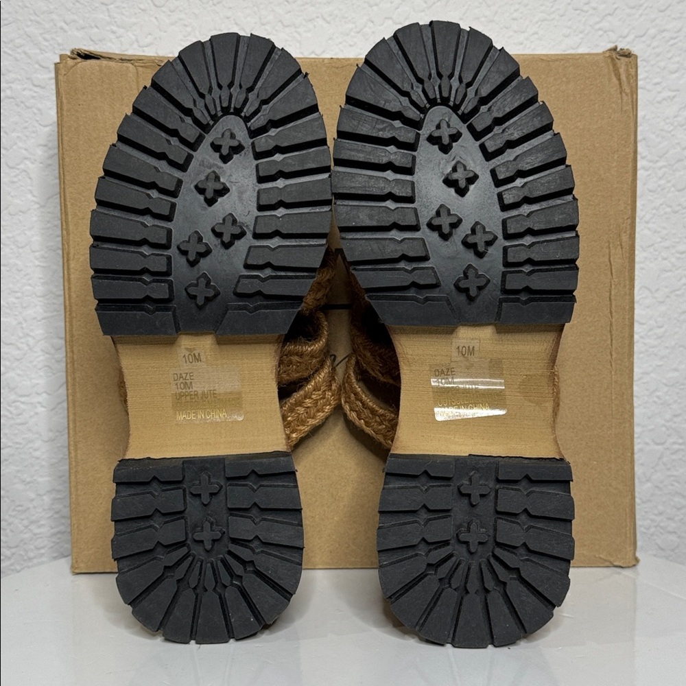 NIB BEACH BY MATISSE DAZE COGNAC BRAIDED JUTE PLATFORM SANDALS BOHO SIZE 10 - Picture 12 of 14
